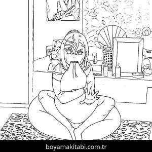 Dandadan boyama sayfası – PDF indir, sevimli karakter