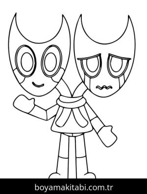 Dandy’s World boyama sayfası – çizgi film temalı, basit çizim