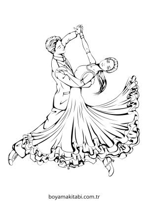 Dans boyama sayfası – keyifli zaman, renkli çizimler