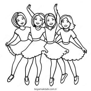 Dans boyama sayfası – PDF indir, sevimli karakter