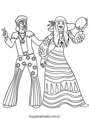 Dans boyama sayfası – renkli çizimler, okul öncesi