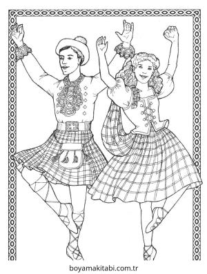 Dans boyama sayfası – basit çizim, kolay boyama
