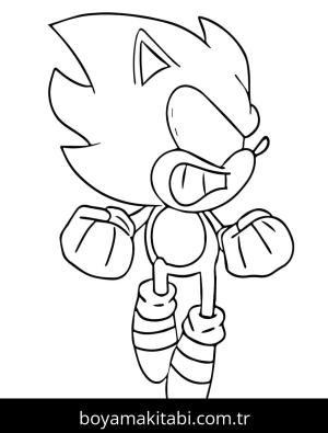 Dark Sonic boyama sayfası – sevimli karakter, sanatsal çalışma