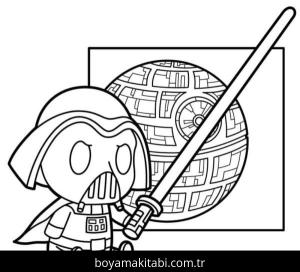 Darth Vader boyama sayfası – sevimli karakter, sanatsal çalışma