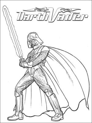 Darth Vader boyama sayfası,  coloring page, Darth Vader Işın Kılıcı Tutuyor, 