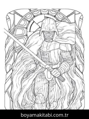 Darth Vader boyama sayfası – renkli çizimler, okul öncesi