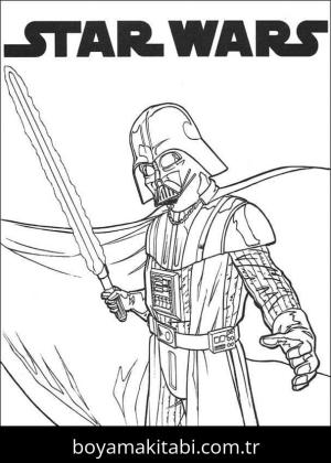 Darth Vader boyama sayfası – basit çizim, kolay boyama