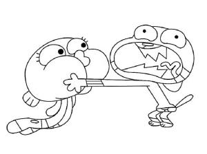 Darwin boyama sayfası,  coloring page, Gumball Darwin’i Tutuyor, 