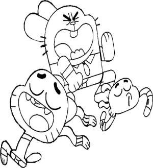 Darwin boyama sayfası,  coloring page, İki Gumball Kardeş, Darwin ve Baba, 