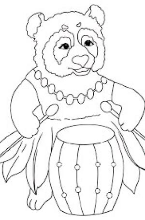 Davul boyama sayfası,  coloring page, Davul Çalan Panda, 