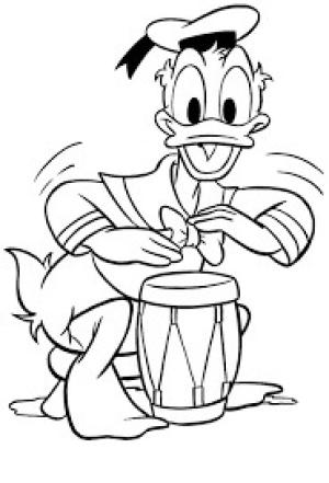 Davul boyama sayfası,  coloring page, Pato Donald Tocando Tambor, 