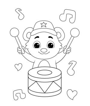 Davul boyama sayfası,  coloring page, Davul Çalan Ayı, 