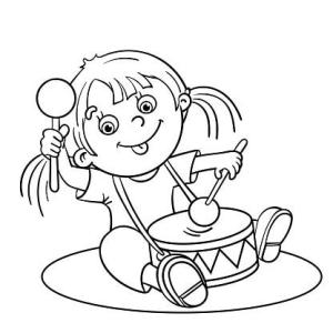 Davul boyama sayfası,  coloring page, Kız Oyun Davul, 