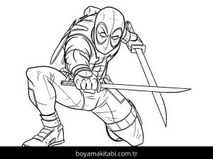 Deadpool boyama sayfası – çocuk aktivitesi, PDF indir