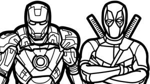 Deadpool boyama sayfası,  coloring page, Deadpool ve Çelik Adam, 