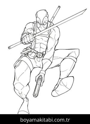 Deadpool boyama sayfası – yaratıcılık, eğlenceli etkinlik
