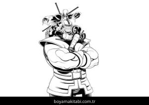 Deadpool boyama sayfası – çizgi film temalı, basit çizim