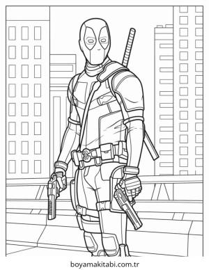 Deadpool boyama sayfası – evde etkinlik, ücretsiz yazdır