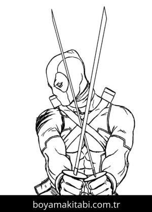 Deadpool boyama sayfası – renkli çizimler, okul öncesi