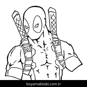 Deadpool boyama sayfası – el becerilerini geliştirir, boyama çalışması