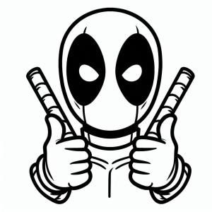 Deadpool boyama sayfası, coloring page, Deadpool’u çok havalı çiz,