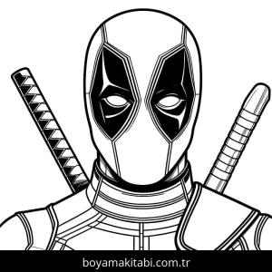 Deadpool boyama sayfası – sanatsal çalışma, çocuklar için