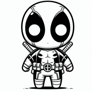 Deadpool boyama sayfası, coloring page, Deadpool’u sevimli çiz,