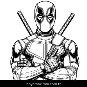 Deadpool boyama sayfası – el becerilerini geliştirir, boyama çalışması