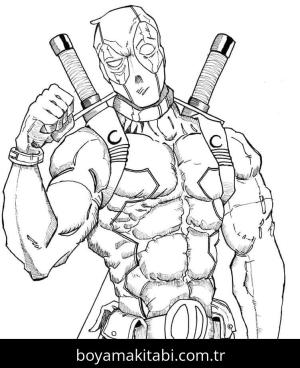 Deadpool boyama sayfası – çocuk aktivitesi, PDF indir