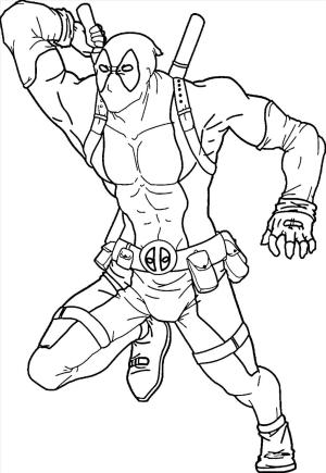 Deadpool boyama sayfası,  coloring page, Deadpool Taking Sword, 