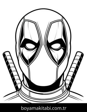 Deadpool boyama sayfası – sevimli karakter, sanatsal çalışma