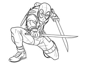 Deadpool boyama sayfası,  coloring page, Kawaii Deadpool, 