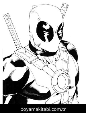 Deadpool boyama sayfası – sanatsal çalışma, çocuklar için
