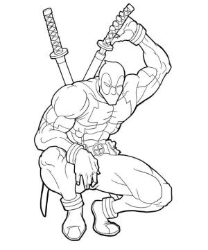 Deadpool boyama sayfası,  coloring page, Deadpool Oturma, 