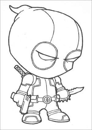Deadpool boyama sayfası, coloring page, Chibi Deadpool’u çiz,