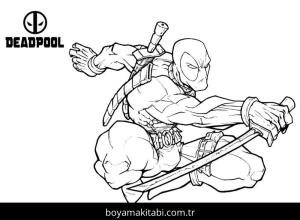 Deadpool boyama sayfası – PDF indir, sevimli karakter