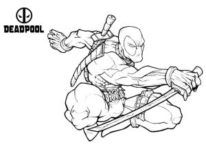 Deadpool boyama sayfası, coloring page, Deadpool Saldırılarını Çiz,