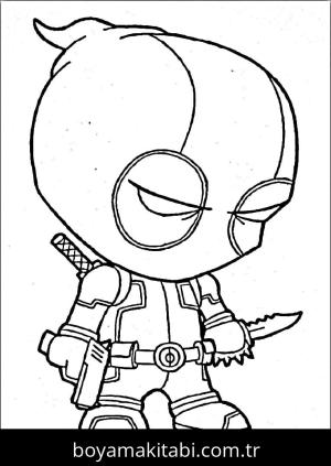 Deadpool boyama sayfası – boyama etkinliği, çocuk aktivitesi