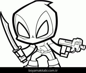 Deadpool boyama sayfası – renkli çizimler, okul öncesi