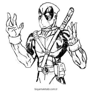 Deadpool boyama sayfası – keyifli zaman, renkli çizimler