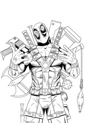 Deadpool boyama sayfası,  coloring page, Deadpool And His Toys, 