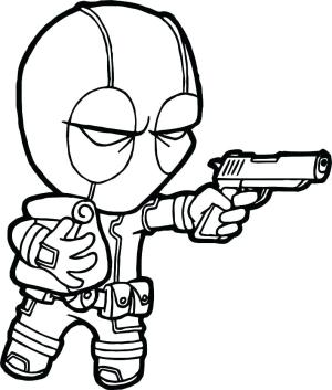 Deadpool boyama sayfası,  coloring page, Chibi Deadpool Çekimi, 