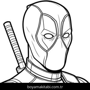 Deadpool boyama sayfası – kolay boyama, eğitici aktivite