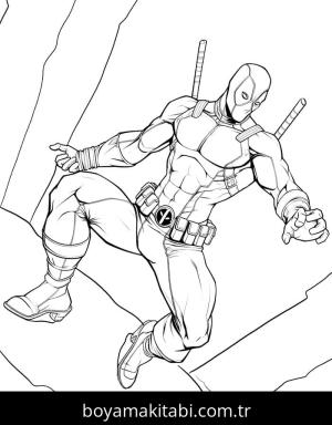 Deadpool boyama sayfası – kolay boyama, eğitici aktivite
