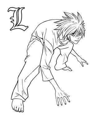 Death Note boyama sayfası,  coloring page, L Lawliet, 