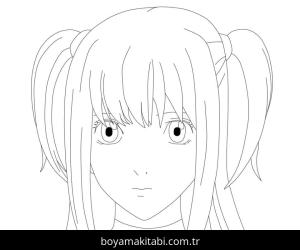 Death Note boyama sayfası – çizgi film temalı, basit çizim