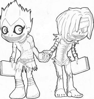 Death Note boyama sayfası,  coloring page, Ryuk Ve Rem, 