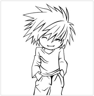 Death Note boyama sayfası,  coloring page, Chibi L, 