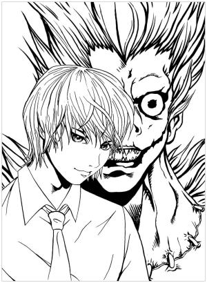 Death Note boyama sayfası,  coloring page, Yagami Raito Ve Ryuk, 