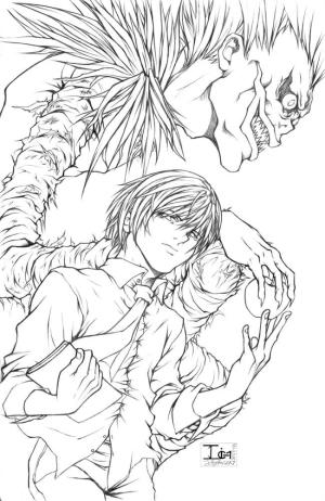 Death Note boyama sayfası,  coloring page, Kira Ve Ryuk Taze, 